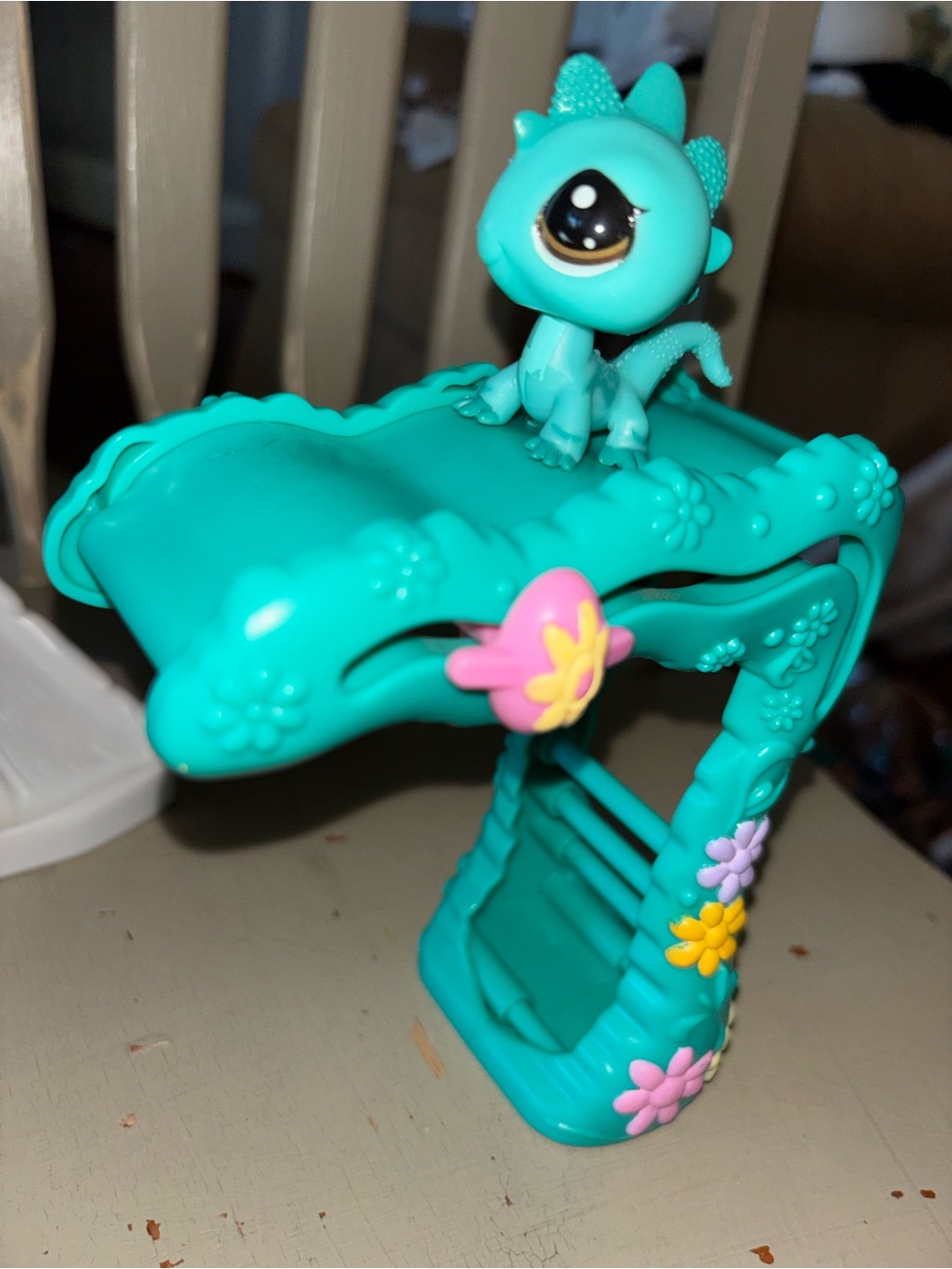 LPS Teal Mini Dragon Playset with Floral Details